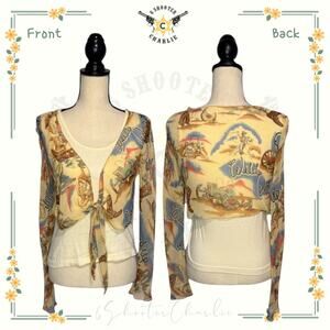 Gordon James Cowboy Themed Top Chiffon Jacket w/ Attached Tank Size Small Multi